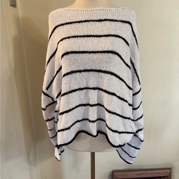 Madewell Boatneck Pullover Sweater Black White Stripes Women’s Size XL NEW - Picture 4 of 7